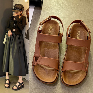 Sandali piatti da <span class=keywords><strong>donna</strong></span> alla moda nuove scarpe da spiaggia Casual Casual stile romano estive <span class=keywords><strong>con</strong></span> suola morbida in <span class=keywords><strong>Velcro</strong></span> <span class=keywords><strong>con</strong></span> suola spessa <span class=keywords><strong>pantofole</strong></span> - Product Image 1