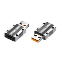 Cangkang logam tahan lama 120W USB a Male ke Tipe C Female Converter adaptor USB 3.1 konektor pengisian Data untuk telepon Notebook