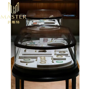 <span class=keywords><strong>Vitrine</strong></span> ovale de luxe autoportante en verre noir élégante MASTER avec éclairage LED – Présentoir à bijoux haut de gamme - Product Image 4