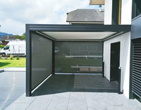 Pergola en aluminium robuste 12x14 pieds à lames orientables avec rideaux et moustiquaire, auvent de patio toutes saisons