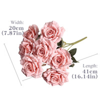 Rose artificielle en soie à 7 têtes, légère, écologique, décoration d'intérieur, centre de table, mariage, événement, fleur de remise de diplôme