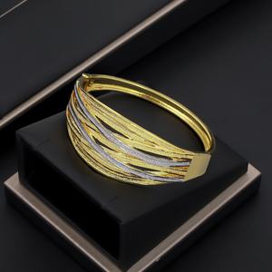 JXX Women's <b>Fashion</b> Gold-Plated <b>Cuff</b> <b>Bracelet</b> with Two-Tone Zircon Elegant Bangles with Stylish Two-Tone Zircon for Women - Product Image 4