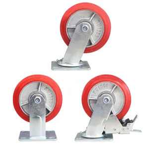 5 Inch Iron Core PU Heavy Duty Plate Industrial Wheel Swivel Caster Set Of 4 With 330KG Loads