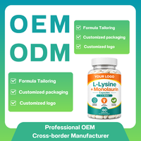 Kapsul OEM/ODM L-Lysine Plus Monolaurin, Suplemen Diet Pendukung Sistem Imun, Label Pribadi