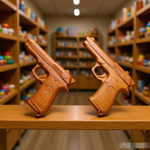 Pistola de Juguete Portátil de Madera de Palisandro Rojo Tallada a Mano - Product Image 1