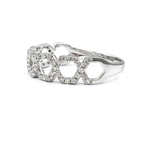 Bague de mariage classique en or blanc massif 18 carats avec pavé de diamants véritables pour femme, idéale pour les fêtes - Expédition directe depuis Hong Kong - Product Image 3