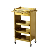 Chariot de rangement mobile pour salon de beauté, chariot de soin du visage, chariot à cosmétiques, chariot de spa, chariot à ongles, chariot de salon, chariot de beauté doré
