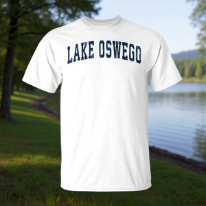 T-shirt premium blu navy vintage Lake Oswego Oregon per lo sport - Product Image 3