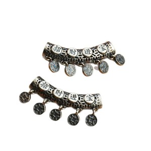 Pendentif en forme de tuyau courbé Fortune et prospérité, 36 mm x 19 mm, argent antique, pour la fabrication de colliers - Product Image 5
