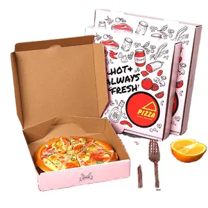 2023 mới tùy chỉnh bánh pizza hộp tái sử dụng 33 35 cm 7/9/12 inch giấy sóng bánh pizza đóng gói hộp giao hàng với logo riêng của bạn