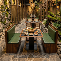 Tables et chaises en bois massif vintage, mobilier commercial pour restaurants de hot pot et restaurants occidentaux