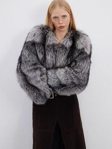 2025 giacca <span class=keywords><strong>corta</strong></span> da ragazza con <span class=keywords><strong>pelliccia</strong></span> di volpe naturale personalizzata da donna in vera <span class=keywords><strong>pelliccia</strong></span> di volpe - Product Image 3