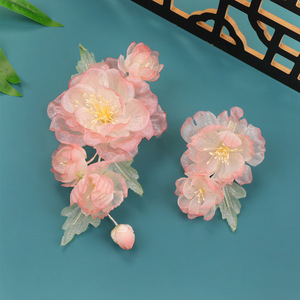 2026 New Original Antique Style Handmade Silk <b>Flower</b> Pink Hanfu Headdress, <b>Sweet</b> Makeup Hair Accessory with Perforated <b>Flowers</b> - Product Image 1