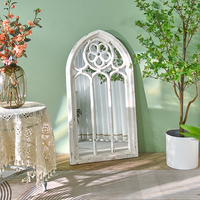 Grand miroir mural blanc écologique avec cadre en bois, style rustique campagnard européen, orné baroque, épaisseur 5,0 mm, ART NEST