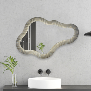 Cadre en bois moderne de luxe Verre HD Miroir de décoration de la maison Salon de coiffure mural Cadre lumineux Miroir nuage Décoration - Product Image 2