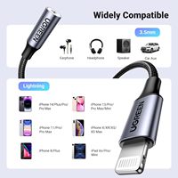 Câble UGREEN MFi iOS vers prise jack 3,5 mm, adaptateur audio pour écouteurs 3,5 mm, répartiteur audio, dongle jack audio auxiliaire pour iPhone 16 15