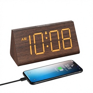 Reloj <span class=keywords><strong>Despertador</strong></span> Digital de Madera con Acabado Ajustable en Veta de Madera, Decoración de Mesa para la Esfera del Reloj - Product Image 5