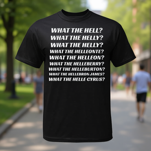 T-shirt « What The Hell » noir unisexe à col rond et manches courtes, avec message humoristique, pour adultes, pour activités promotionnelles, sérigraphié - Product Image 3