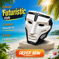 Masque de fête mécanique cyborg en plastique intégral, écologique, durable et non toxique pour Halloween, le Poisson d'avril et la remise des diplômes
