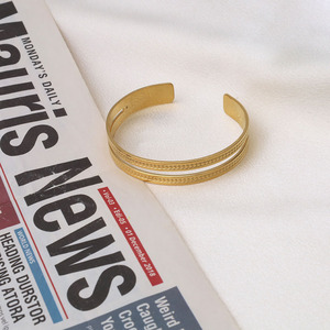 Geometric Gold Open Bracelet Double Ring Design Women's Jewelry Gift - Product Image 4
