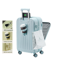 Ensemble de bagages de luxe unisexe en ABS avec roulettes pivotantes, design exclusif à ouverture frontale rayée, pour voyages d'affaires