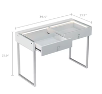 Table de maquillage moderne et écologique en bois blanc et verre avec 3 tiroirs et pieds chromés, table de toilette pour chambre à coucher, rangement cosmétique
