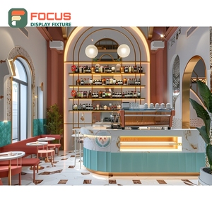 Stylish Cafe Service <b>Counter</b> Laminate Wood Finish Coffee Bag Display Area Storefront Service <b>Counter</b> - Product Image 6