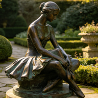 Statues de danseuses de ballet en laiton grandeur nature, décorations modernes pour la maison en plein air, artisanat en métal, sculpture en bronze d'une ballerine assise