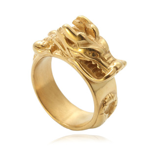 Anillo de Dragón Dorado para Hombre, Acero Inoxidable, Diseño Animal, Estilo Punk, Joyería de Moda, Regalo 27075 - Product Image 1