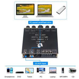 VIRE 2*60W + 150W Subwoofer Bluetooth 5.3 amplificatore di potenza scheda Audio USB scheda Audio 2.1 canale equalizzatore Audio classe D Amp modulo - Product Image 4