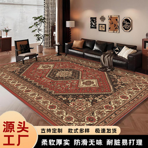 Tapis rectangulaire imprimé style persan, imitation cachemire, motif médaillon, résistant aux taches, décoration intérieure - Product Image 2