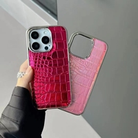 Top Design pour Iphone Mobile Couverture de Téléphone Portable Gravure Laser Électrolytique Holographique Crocodile Pu Cuir Étui de Téléphone De Luxe