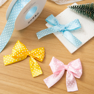 Cinta de poliéster brillante de 2.5cm con lunares, de una sola cara, para lazos de pelo DIY, manualidades, decoración de festivales infantiles, venta al por mayor - Product Image 4