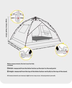 Tente automatique d'extérieur pour 3 à 4 personnes, 2 ou 1 personne, tente de maisonnette intérieure <span class=keywords><strong>anti</strong></span>-<span class=keywords><strong>UV</strong></span> et <span class=keywords><strong>anti</strong></span>-insectes pour adultes et enfants - Product Image 6