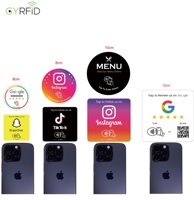 Autocollant de carte NFC en acrylique imperméable de 10 cm pour les commentaires Google sur les restaurants et les hôtels