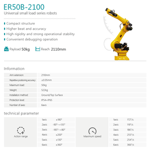 Robot de palettisation industriel robuste à charge lourde équipé d'un contrôleur ESTUN ER50B <span class=keywords><strong>2100</strong></span>, utilisé pour la manutention et l'empilage - Product Image 5