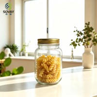 Pot en verre de 500 ml à épaules arrondies, de qualité alimentaire, transparent, pour la mise en conserve de confitures et de sauces