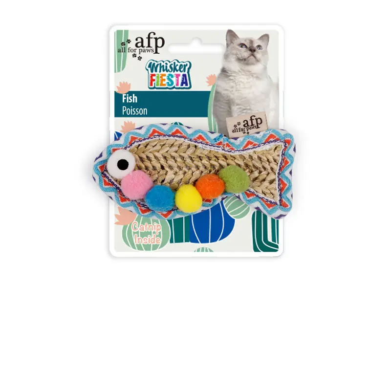 AFP Interactive Indoor Cat Katzenminze Kau spielzeug Hot Sales Hand gewebtes Seegras Fisch Kau spielzeug für Kaninchen Katzen Hamster