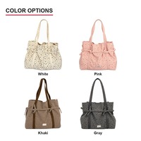 Sac fourre-tout en toile à imprimé étoiles, grande capacité, fermeture magnétique, cordon de serrage, bandoulière, 4 couleurs, léger, mignon, personnalisable et vente en gros pour femmes