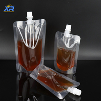 Pochettes souples transparentes personnalisées multi-tailles en plastique réutilisables avec bec verseur pour gelée, jus, liqueur, eau et autres boissons