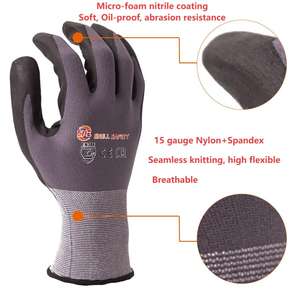 Gants de protection personnelle antidérapants en nitrile noir à <span class=keywords><strong>points</strong></span>, durables et très populaires, pour la construction - Product Image 6
