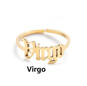 Anillo de Acero Inoxidable Chapado en Oro de 18K con 12 Signos del Zodiaco 2025, Joyería de Moda, Anillo de Horóscopo Abierto y Ajustable para Hombre y Mujer - Product Image 5