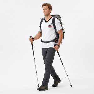 T-shirt en tricot à col en V ample pour homme avec logo personnalisé, col contrasté, 100% coton, vêtements d'entraînement de Taekwondo, uniforme de sport décontracté pour équipe - Product Image 1