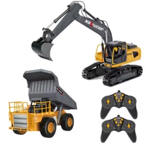 Huina 9-Channel RC Excavator 13556 Dump Truck Toy 2.4GHz 1:24 Scale Metal Ready-to-Go 25m Range Remote Control Charger - Product Image 1