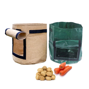 3/7/10 Gallon Grow Bag Window Tomato Planter Bags Pot Felt / Thick PE Potato Grow Bags With Handles And Harvest Window