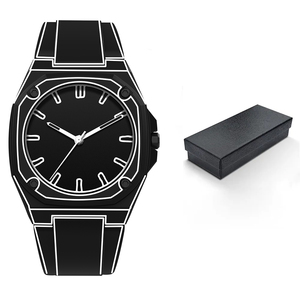 Montre à quartz pour hommes d'affaires, mode décontractée, ensemble de montres à croquis avec profil 2D en noir et blanc - Product Image 1