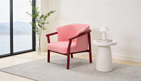 Fauteuil d'appoint en bois massif et tissu rose pour hôtel, chambre d'hôtes, hall, mobilier commercial FF&E