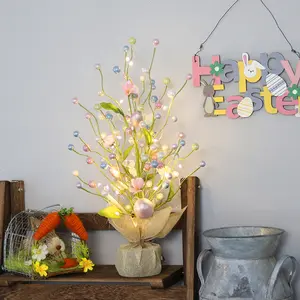 Enfeites de árvore de páscoa com luzes de led, ornamento de árvore de páscoa com ovos, 45cm de novidade, decoração de páscoa para casa, suprimentos para festas, decoração de páscoa, 2023