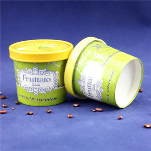 Logo personnalisé 3oz & 4oz biodégradables recyclé artisanat gobelets en papier avec revêtement PE et cuillères pour la crème glacée Hamburger nourriture pour animaux de compagnie Pizza - Product Image 1