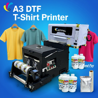 Jetpal A3 mesin cetak kaus Digital otomatis 30cm pencetak DTF XP600 dengan pengocok tinta pigmen garansi 1 tahun